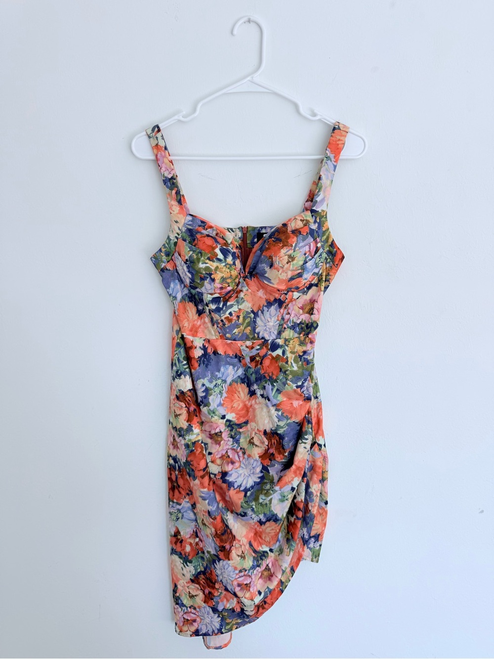 Floral Sundress with Padded Sweetheart Neckline - Multi-Color